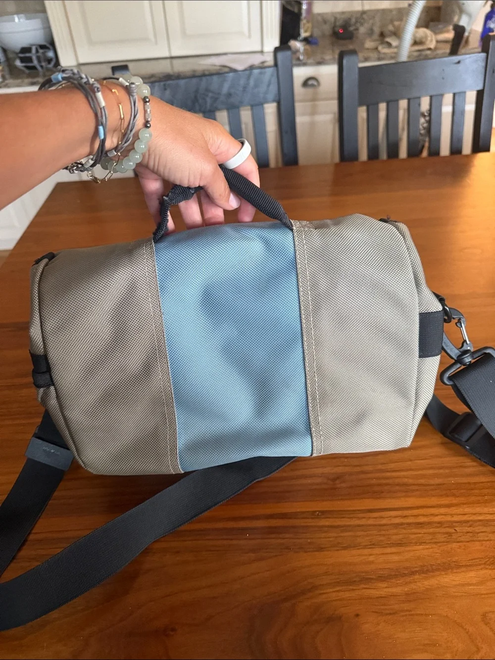 Timbuk2 Light Blue and Grey Messenger Bag with Black Trim